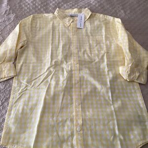 Janie and Jack boys new with tags size 16 cotton yellow and white checked shirt
